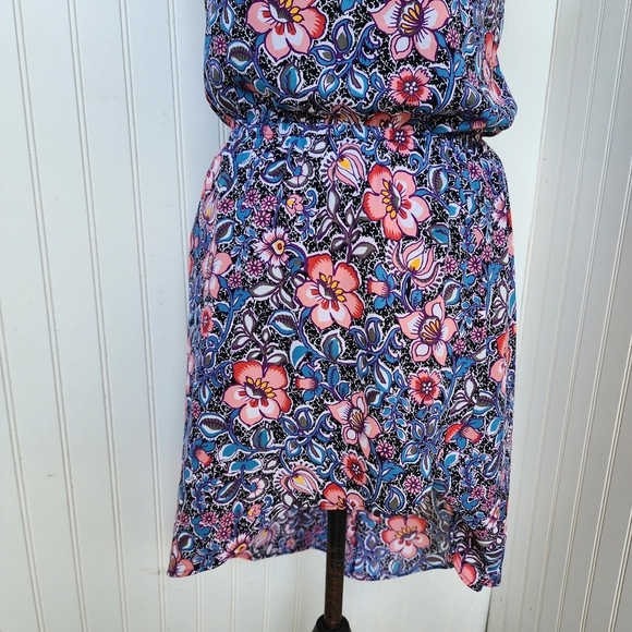 Express Women's Vine Floral Print Strapless Hi-Lo Wrap Dress Blue Pink XS - Picture 6 of 13